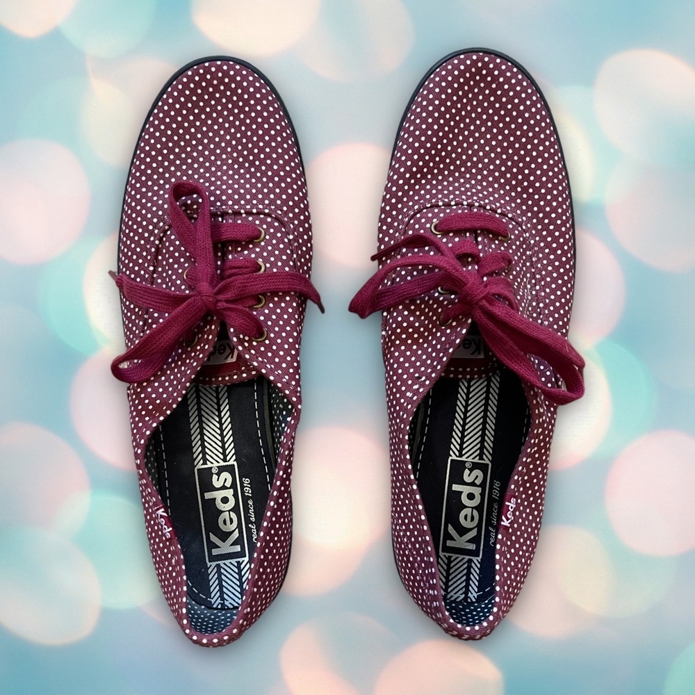 Keds Women’s Red and White Polka Dot Sneakers Shoes Size 9.5 - Picture 4 of 6